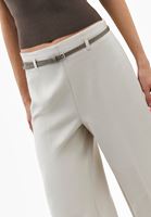 Bayan Krem Kemer Detaylı Culotte Pantolon