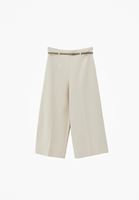 Bayan Krem Kemer Detaylı Culotte Pantolon