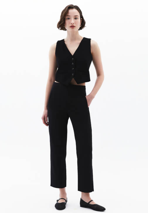 Siyah Ultra Yüksek Bel Carrot-Fit Pantolon