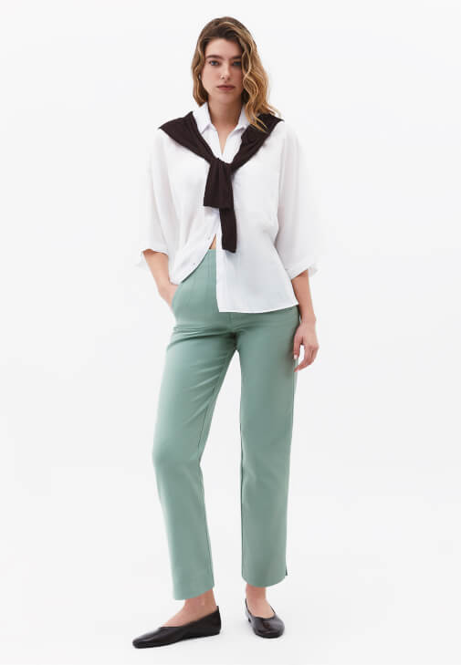 Yeşil Ultra Yüksek Bel Carrot-Fit Pantolon