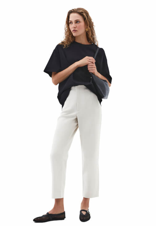 Krem Ultra Yüksek Bel Carrot-Fit Pantolon