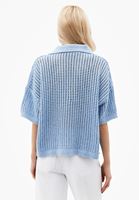 Bayan Mavi Polo Yaka Ajurlu Kazak