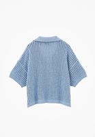 Bayan Mavi Polo Yaka Ajurlu Kazak