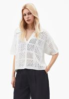 Bayan Beyaz Polo Yaka Ajurlu Kazak