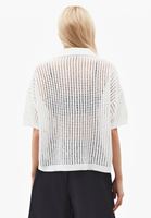 Bayan Beyaz Polo Yaka Ajurlu Kazak