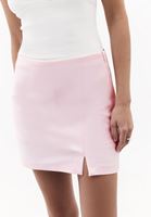 Bayan Pembe Yırtmaç Detaylı Şort Etek