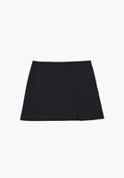 Bayan Siyah Yırtmaç Detaylı Şort Etek