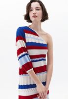 Bayan Çok Renkli Çizgili Triko Elbise