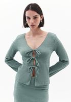 Bayan Yeşil Bağlama Detaylı Top