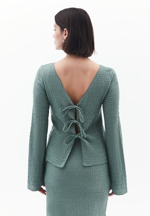 Bağlama Detaylı Top ve Etek Kombini