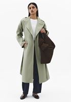 Bayan Yeşil Kemer Detaylı Trençkot