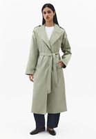 Bayan Yeşil Kemer Detaylı Trençkot
