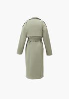 Bayan Yeşil Kemer Detaylı Trençkot