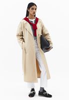 Bayan Bej Kemer Detaylı Trençkot