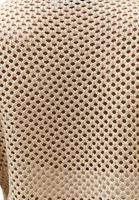 Bayan Bej Ajurlu Sıfır Yaka Crop Kazak