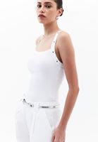 Bayan Beyaz Bağcık Detaylı Atlet