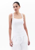 Bayan Beyaz Bağcık Detaylı Atlet