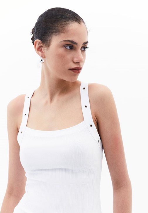 Bağcık Detaylı Atlet ve Yüksek Bel Pantolon Kombini