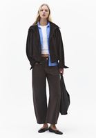 Bayan Kahverengi Orta Bel Barrel-Fit Pantolon