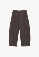 Bayan Kahverengi Orta Bel Barrel-Fit Pantolon