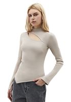 Bayan Bej Cut-Out Detaylı Tişört