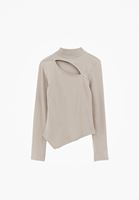 Bayan Bej Cut-Out Detaylı Tişört