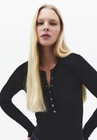 Bayan Siyah Pamuklu Sıfır Yaka Tişört