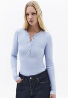 Bayan Mavi Pamuklu Sıfır Yaka Tişört