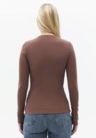 Bayan Kahverengi Pamuklu Sıfır Yaka Tişört