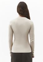 Bayan Bej Pamuklu Sıfır Yaka Tişört