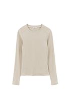 Bayan Bej Pamuklu Sıfır Yaka Tişört