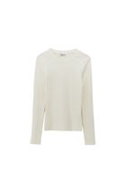 Bayan Krem Pamuklu Sıfır Yaka Tişört