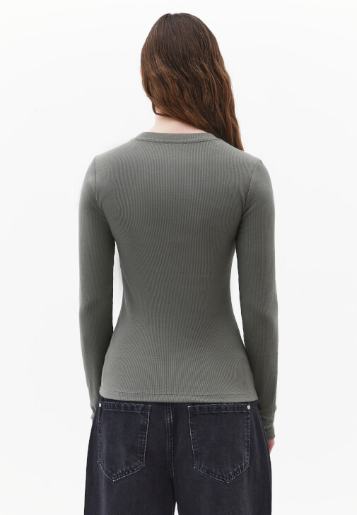 Pamuklu Sıfır Yaka Tişört - Görsel 4