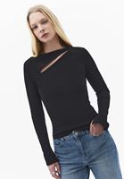 Bayan Siyah Cut-Out Detaylı Tişört