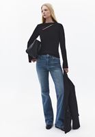 Bayan Siyah Cut-Out Detaylı Tişört