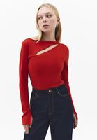 Bayan Kırmızı Cut-Out Detaylı Tişört