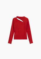 Bayan Kırmızı Cut-Out Detaylı Tişört