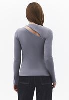 Bayan Gri Cut-Out Detaylı Tişört