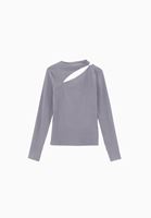 Bayan Gri Cut-Out Detaylı Tişört