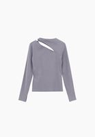 Bayan Gri Cut-Out Detaylı Tişört