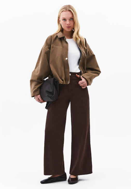  Wide-Leg Pantolon ve Bomber Ceket Kombini