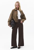 Bayan Kahverengi Ultra Yüksek Bel Wide-Leg Pantolon