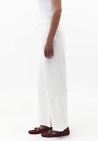 Bayan Bej Ultra Yüksek Bel Wide-Leg Pantolon