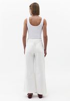 Bayan Bej Ultra Yüksek Bel Wide-Leg Pantolon