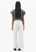 Bayan Krem Ultra Yüksek Bel Wide-Leg Pantolon