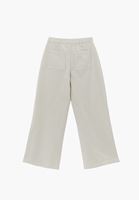 Bayan Krem Ultra Yüksek Bel Wide-Leg Pantolon