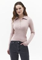 Bayan Pembe Polo Yaka Düğmeli Tişört