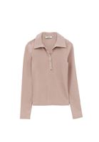 Bayan Pembe Polo Yaka Düğmeli Tişört