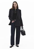 Bayan Siyah Polo Yaka Düğmeli Tişört