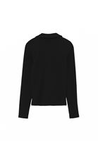 Bayan Siyah Polo Yaka Çıtçıtlı Tişört